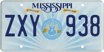 MS license plate ZXY938