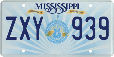 MS license plate ZXY939