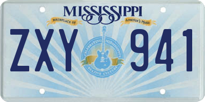 MS license plate ZXY941