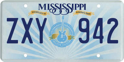 MS license plate ZXY942