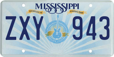 MS license plate ZXY943
