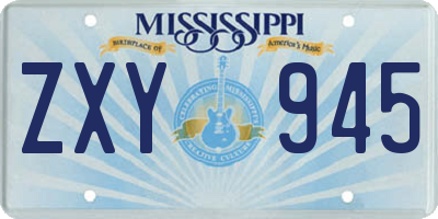 MS license plate ZXY945