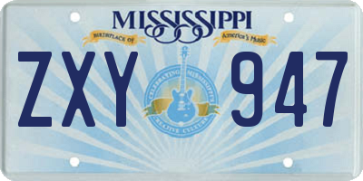 MS license plate ZXY947