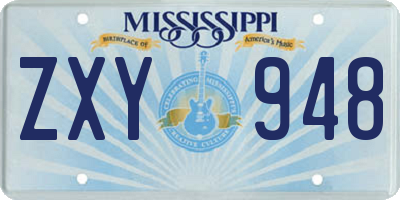 MS license plate ZXY948
