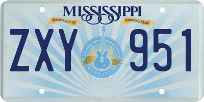 MS license plate ZXY951