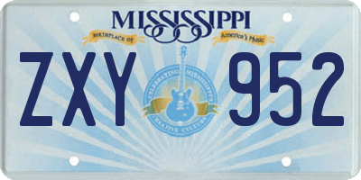 MS license plate ZXY952