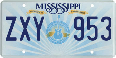 MS license plate ZXY953