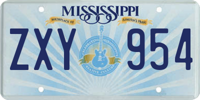 MS license plate ZXY954