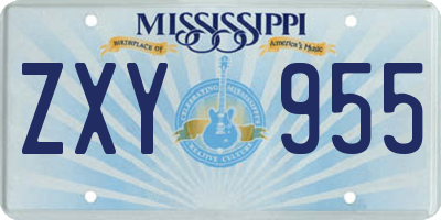 MS license plate ZXY955