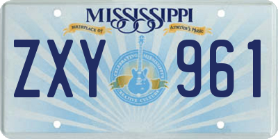 MS license plate ZXY961