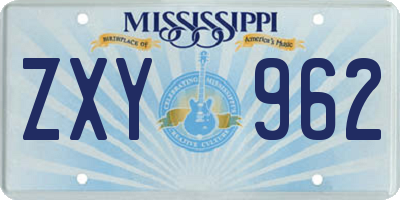 MS license plate ZXY962