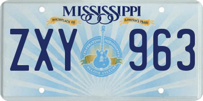 MS license plate ZXY963