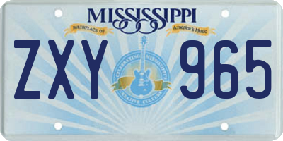 MS license plate ZXY965