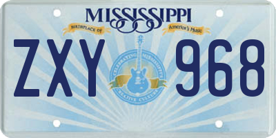 MS license plate ZXY968