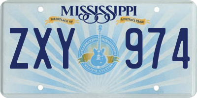 MS license plate ZXY974