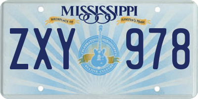 MS license plate ZXY978
