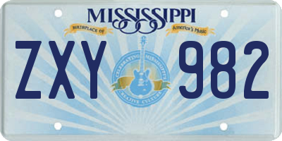 MS license plate ZXY982