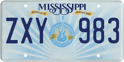 MS license plate ZXY983