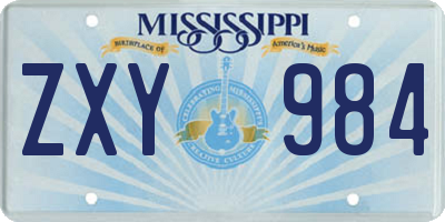 MS license plate ZXY984