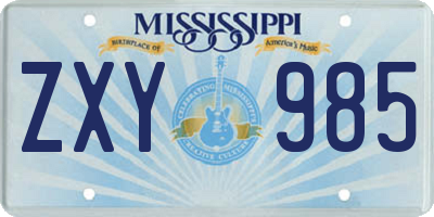 MS license plate ZXY985