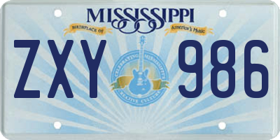 MS license plate ZXY986