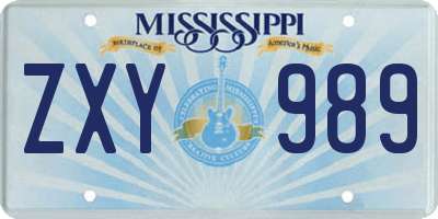 MS license plate ZXY989