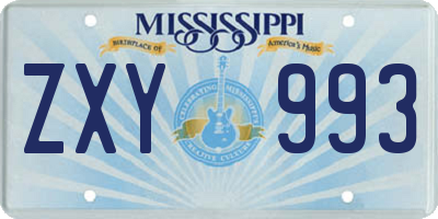 MS license plate ZXY993