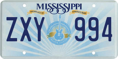 MS license plate ZXY994