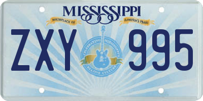 MS license plate ZXY995