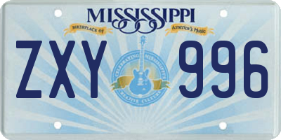 MS license plate ZXY996