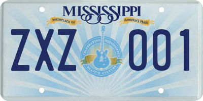 MS license plate ZXZ001