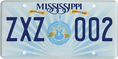 MS license plate ZXZ002