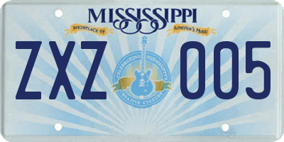 MS license plate ZXZ005