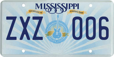 MS license plate ZXZ006