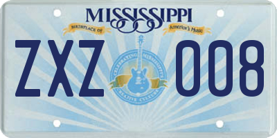 MS license plate ZXZ008