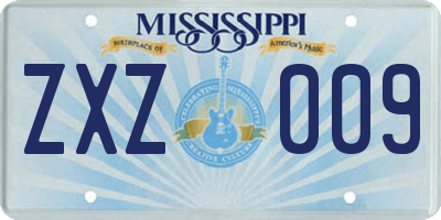 MS license plate ZXZ009