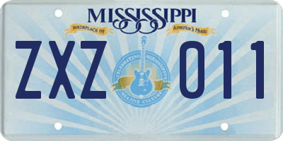 MS license plate ZXZ011