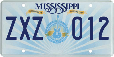 MS license plate ZXZ012