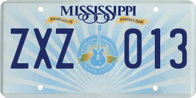 MS license plate ZXZ013