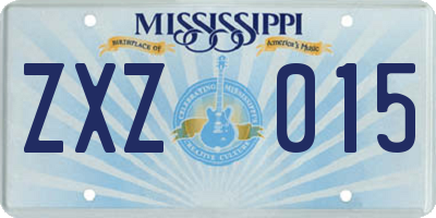 MS license plate ZXZ015