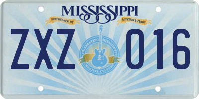 MS license plate ZXZ016