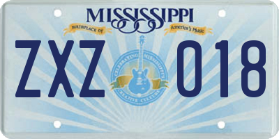 MS license plate ZXZ018