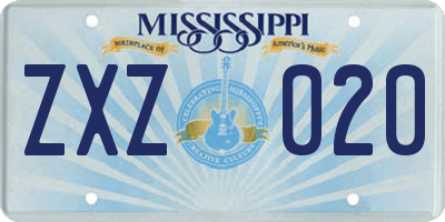 MS license plate ZXZ020