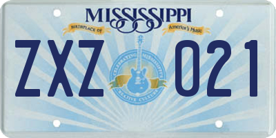 MS license plate ZXZ021