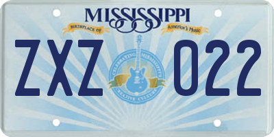 MS license plate ZXZ022