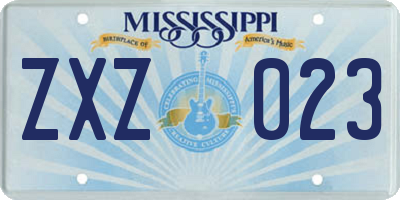 MS license plate ZXZ023