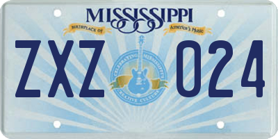 MS license plate ZXZ024
