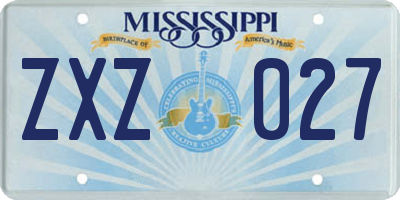 MS license plate ZXZ027