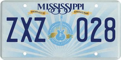 MS license plate ZXZ028