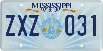 MS license plate ZXZ031